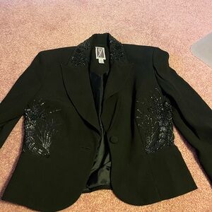 Chic Black Embellished Women's Blazer